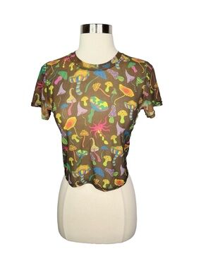 WoWo Sheer Mushroom Mesh Top - Size Large